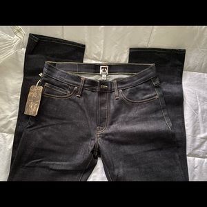 Raw Denim Tellason Jeans. Men’s Size 33. Never worn with tags. Dark Blue